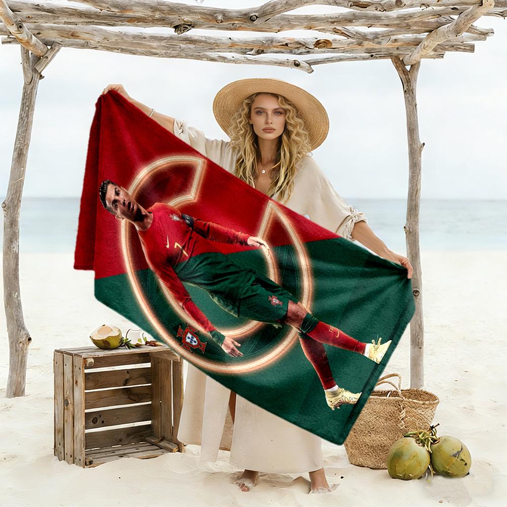 Ronaldo's Legacy Football Beach Towel Quick-Dry Soft Microfiber Comfortable Lightweight Suitable for Swimming, Gym, Camping, Yoga Vacation
