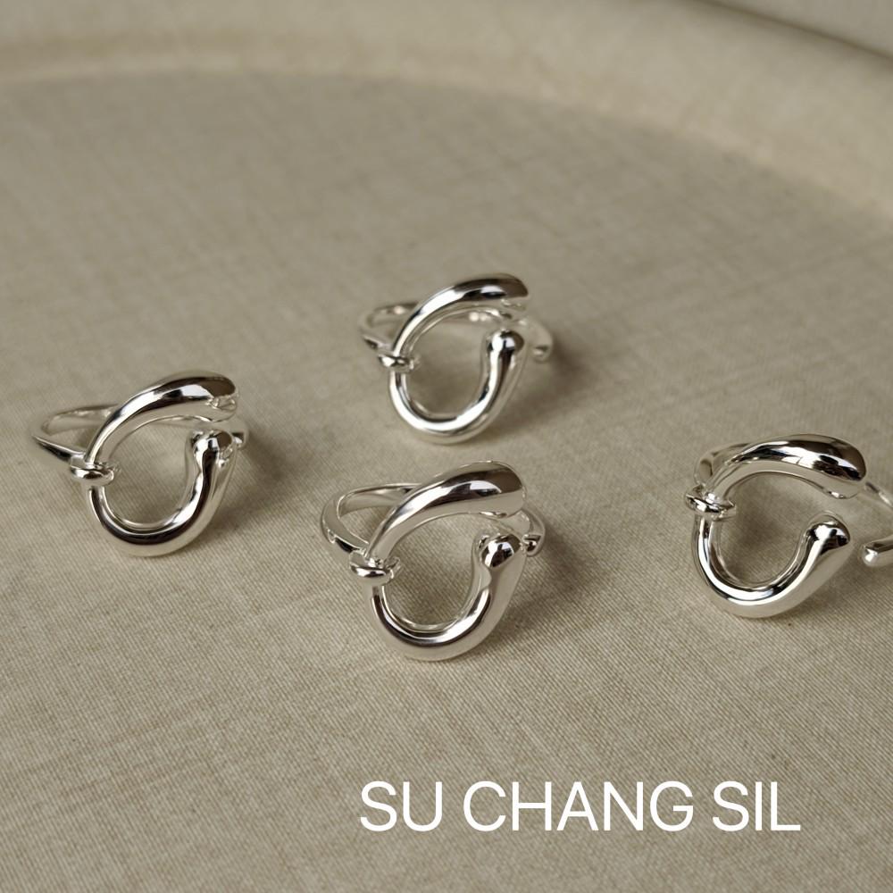 Открытое кольцо Su Chuang S925 из стерлингового серебра неправильной С-образной формы для женщин - Корейский дизайн, Универсальное и уникальное.