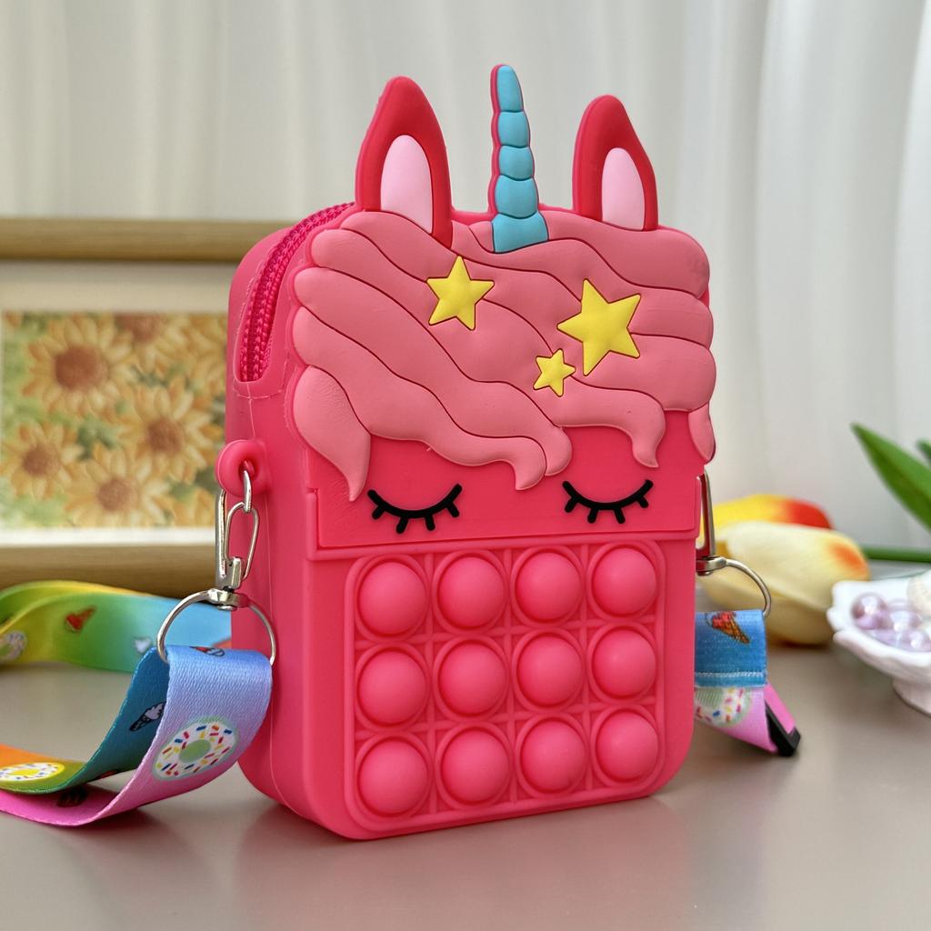 Unicorn Crossbody Bag Girl Crossbody Bag Toy Anti stress Simple Dent Stress Relief Children's Coin Wallet Decompression Toy