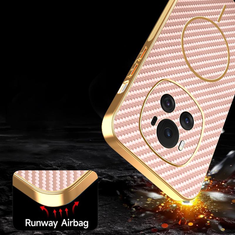 For Honor Magic6 5G Phone Case Carbon Fiber Textured Electroplated TPU Back Cover