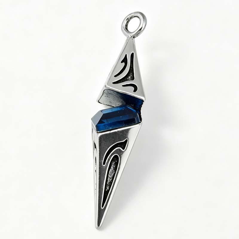 "Lost Crystal" Rhombus Blue Gem Spearhead Necklace - Y2K Spicy Girl Style Accessory
