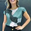 Женская летняя блузка с круглым вырезом и коротким рукавом