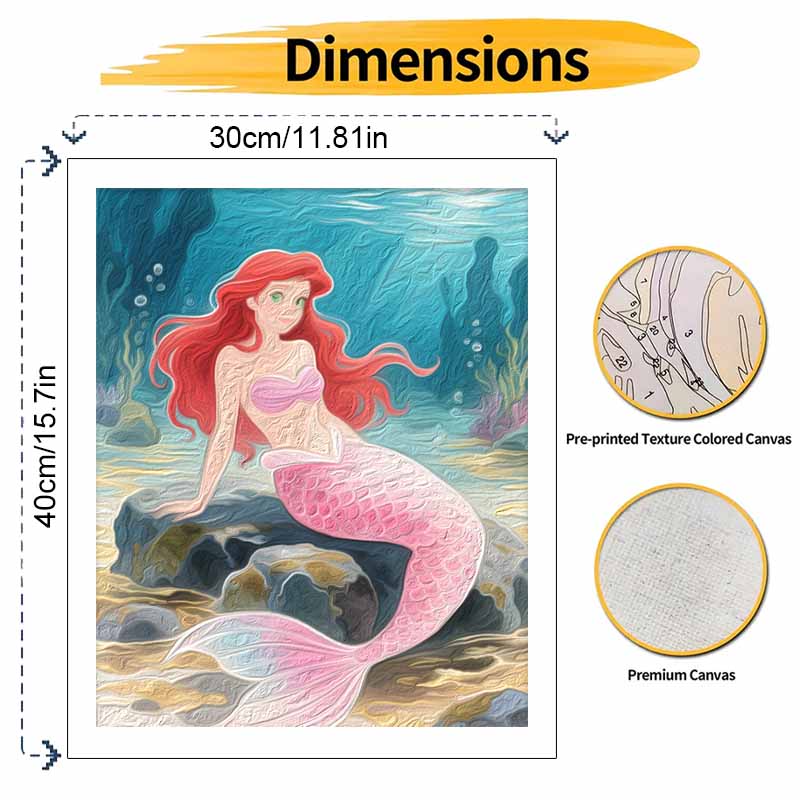 Disney Princess Ariel Digital Oil Painting Art Kit Hand Painted Home Decor
