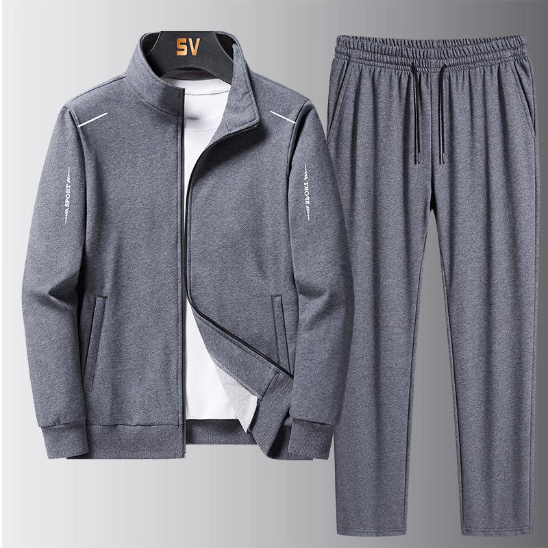 Men's Three-Piece Middle-Aged & Elderly Sportswear Set - Spring/Fall Casual Long-Sleeved Sweatshirt & Pants