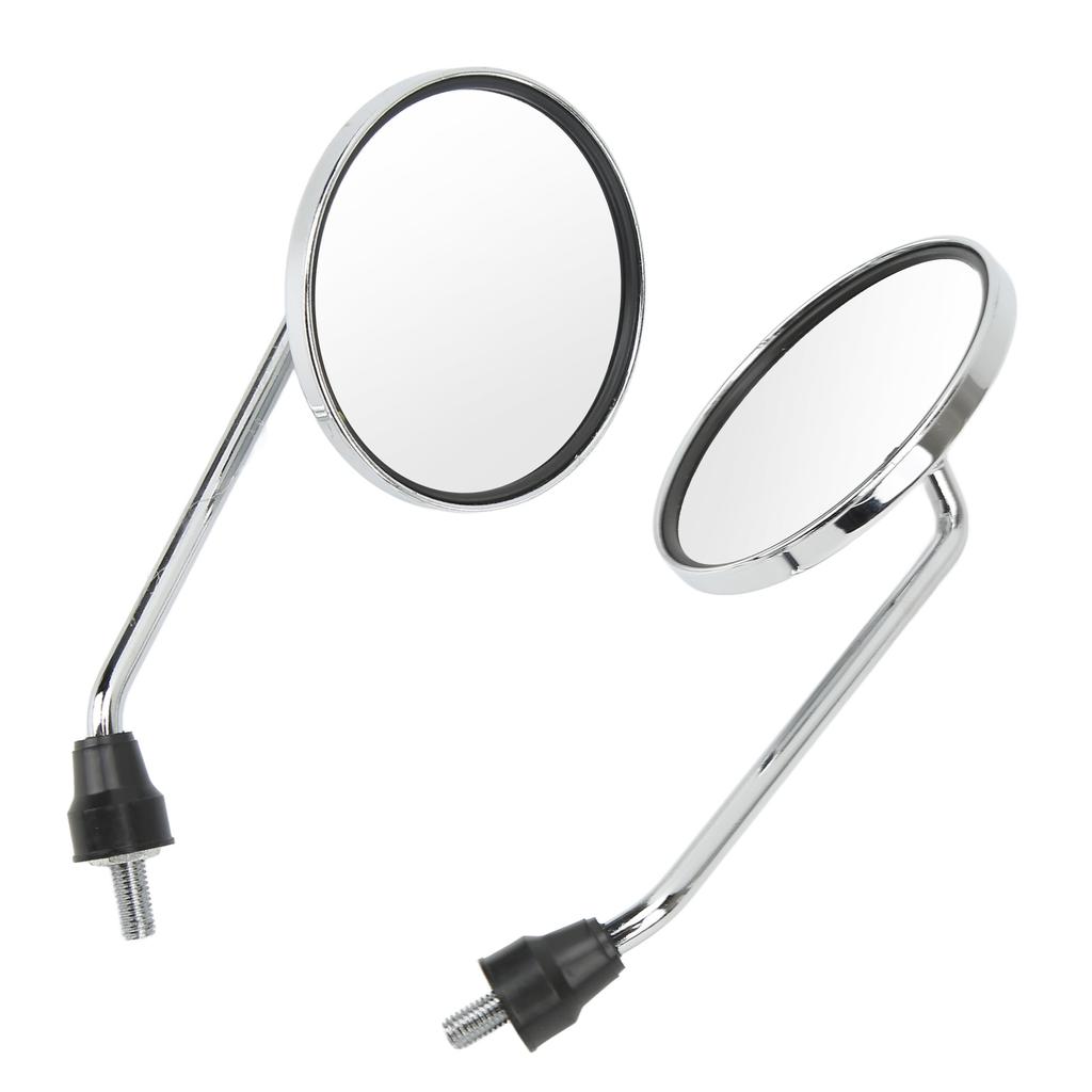 2pcs Motorcycle Rearview Mirror 8mm Thread Chrome Plated Round Universal for Street Bikes ATV