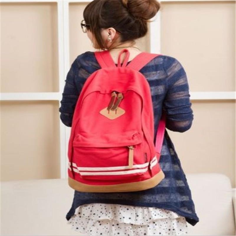 Fashionable Canvas School Backpack For Women With Antiwear Features And Splicing Detail