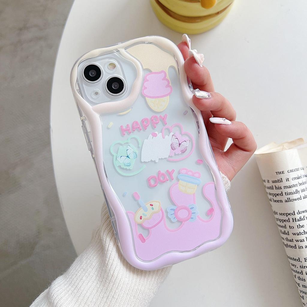 Милый силиконовый чехол для Infinix Hot 30i Xiaomi Redmi Note 12 11 Vivo V27 V25 V29 Oppo A78 A58 A38 Funda Cartoon Smile Чехол для мороженого Мягкий бампер из ТПУ