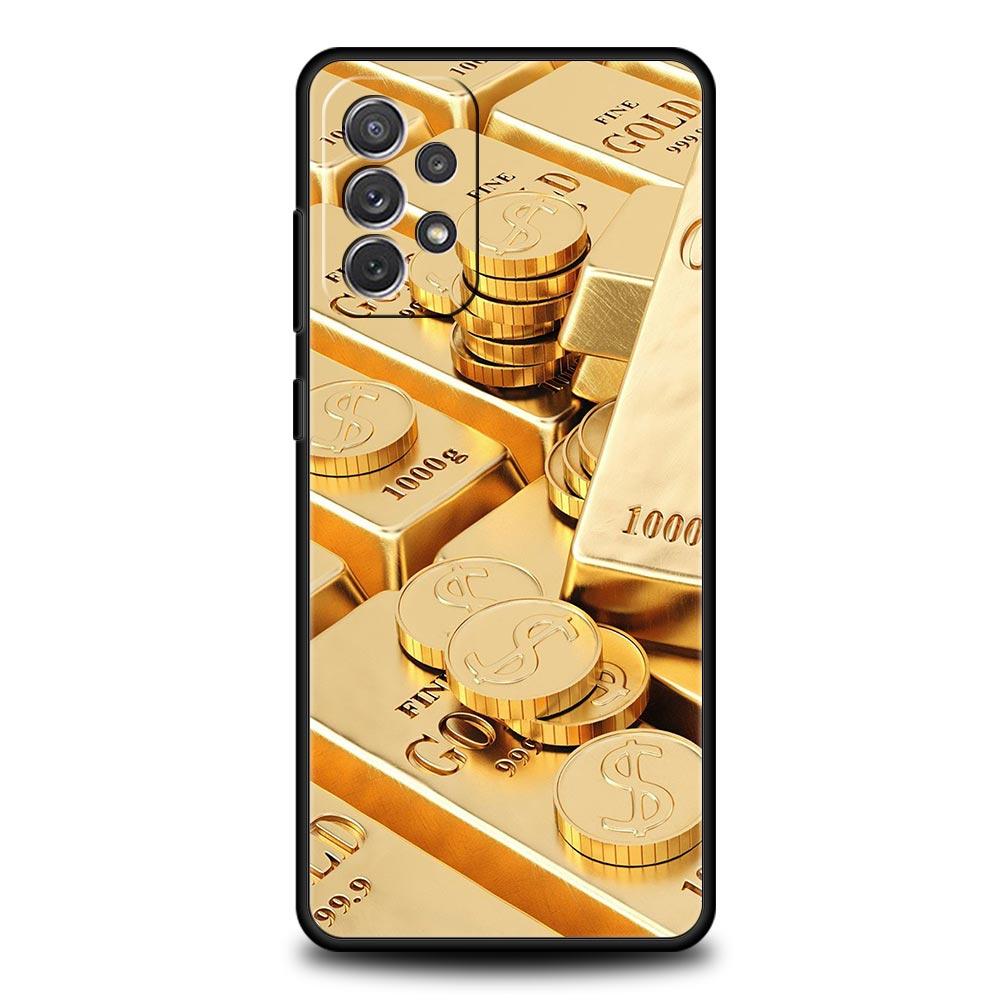 Золотой чехол для телефона с узором из денег для Samsung A51 A71 A21S A17 A11 A15 A25 A41 A23 A33 A53 A73 A07 A03S A05S A13 A35 A55 5G