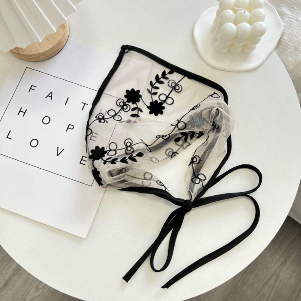 Lace Hair Scarf Embroidered Flower Triangular Scarf Fashion Hair Head Wrap Women