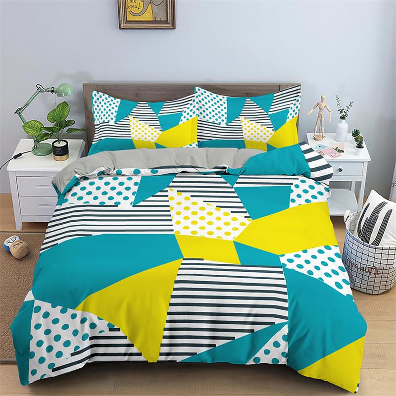Пододеяльник с геометрическим узором в скандинавском стиле, комплект постельного белья с абстрактным рисунком, односпальная кровать размера «king-size» для подростков, взрослых, декор комнаты, одеяло из микрофибры, наволочки