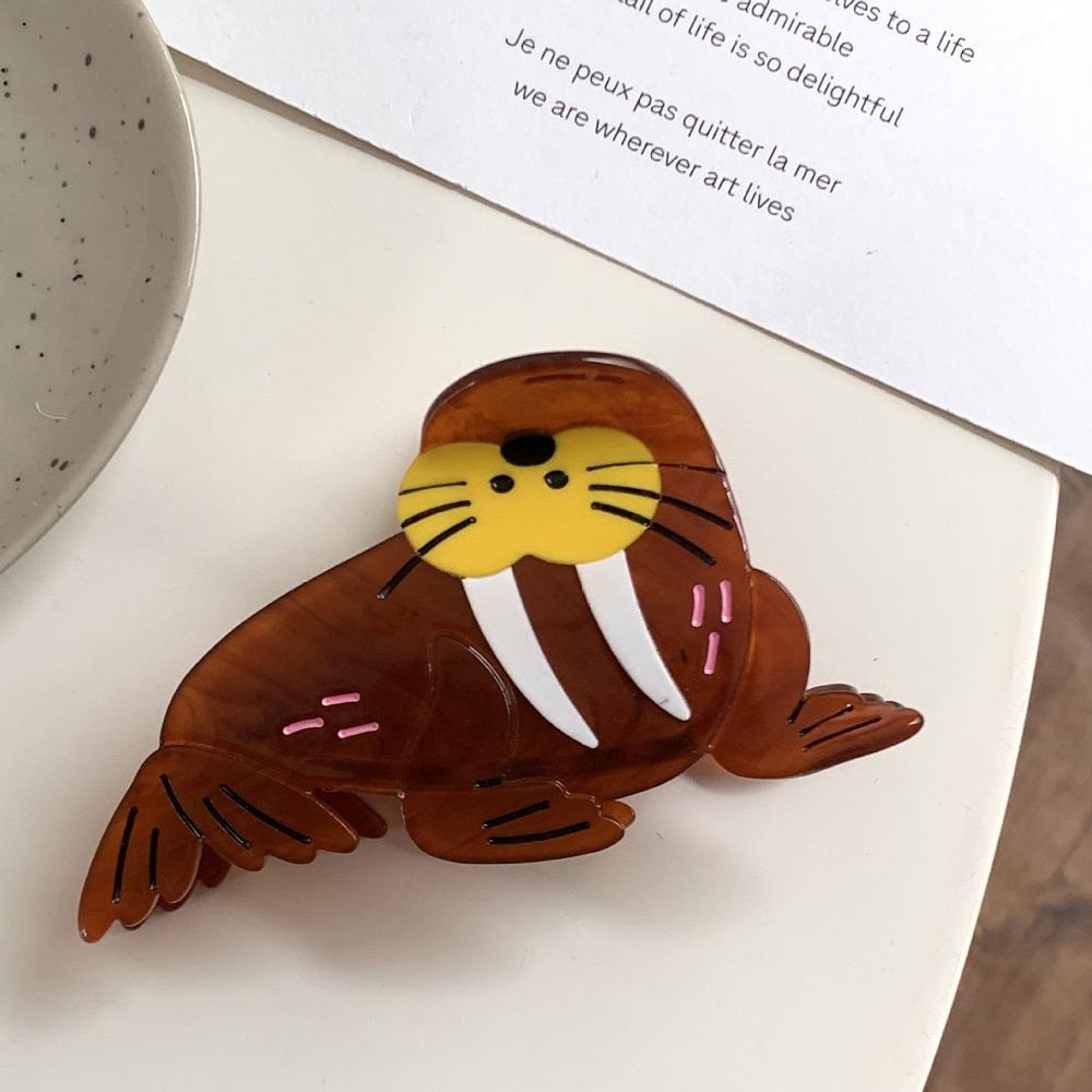 Acetic Acid Sea Lion Hair Claw Creative Geometry Shark Clip Ocean Animal Hair Clip Vacation