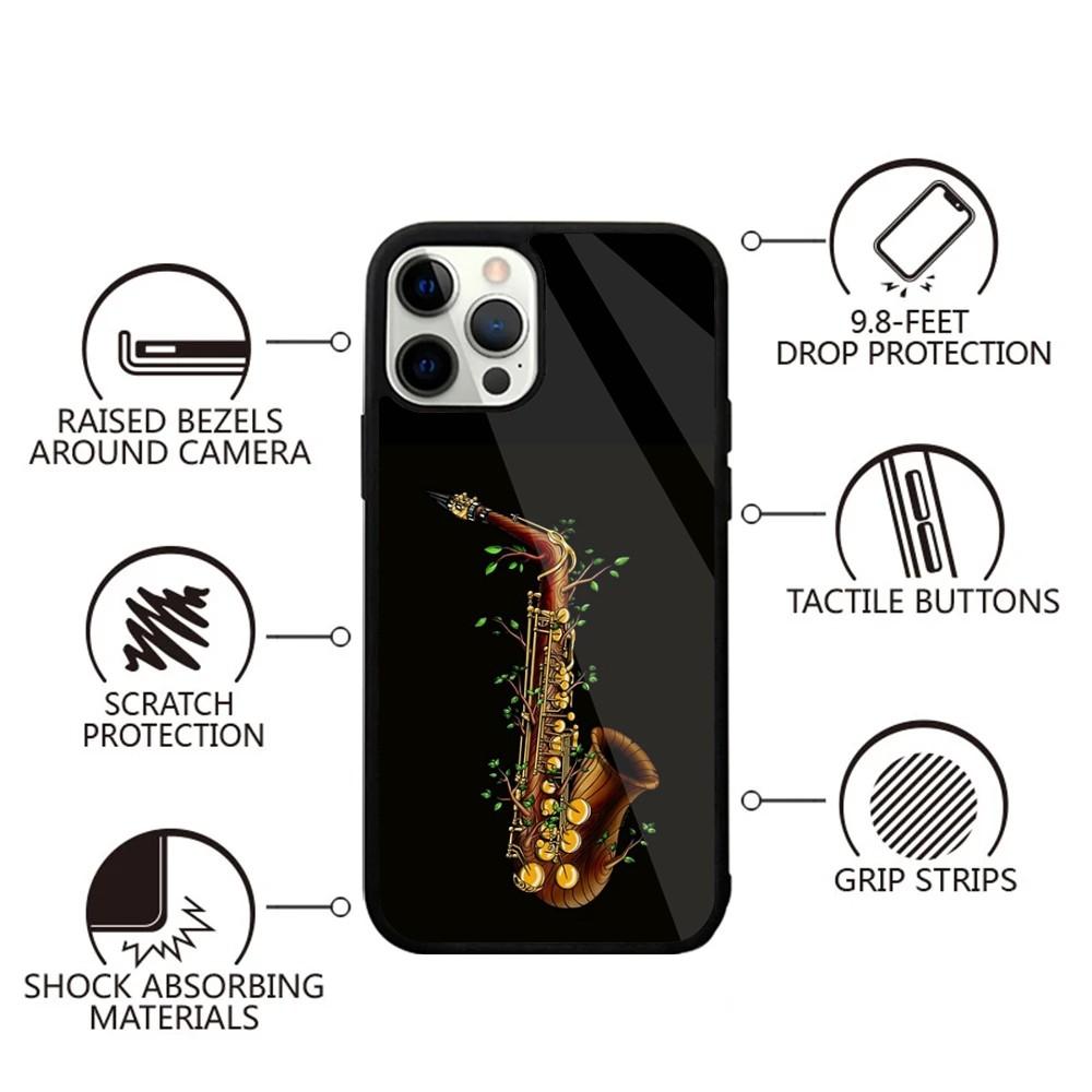 Чехол для телефона с изображением саксофона для iPhone 15,14,13,12,11,Plus,Pro,Max Mini Magsafe Магнитная Беспроводная Зарядка