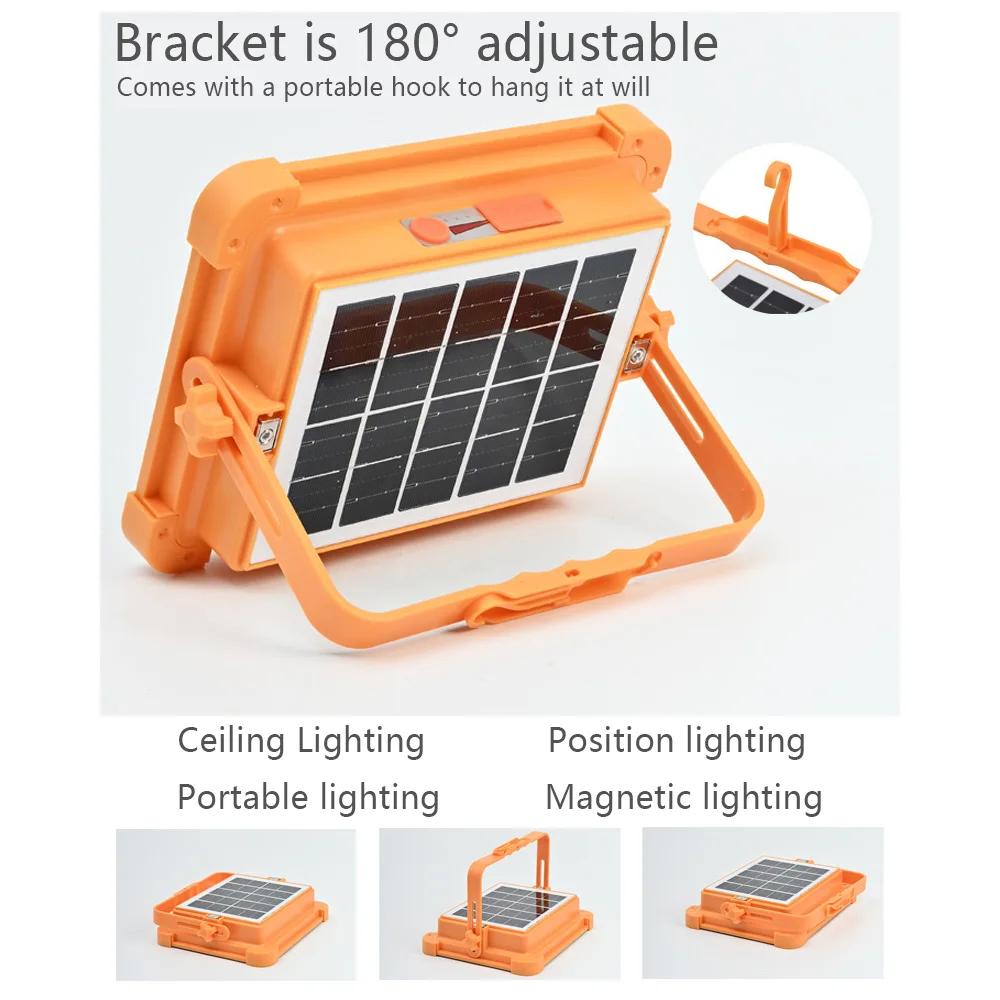 Rechargeable Solar Flood Light Outdoor Portable LED Reflector Spotlight Rechargeable Projector Floodlight Construction Lamp