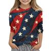 Детская повседневная футболка с круглым вырезом и принтом «День независимости» с рукавами 7 точек