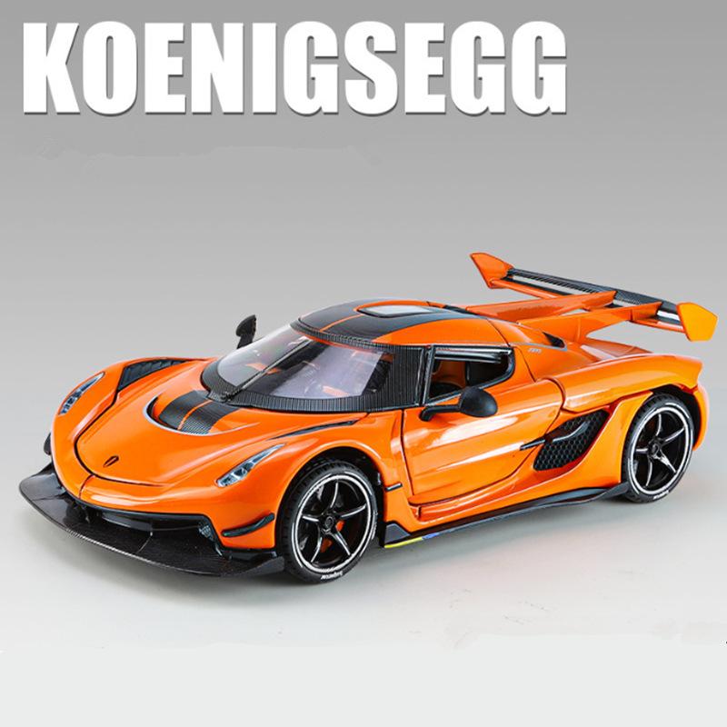 1/24 Koenigsegg Jesko Attack Alloy Sports Car Model Diecast Metal Racing Car Model Simulation Sound and Light Children Toy Gift