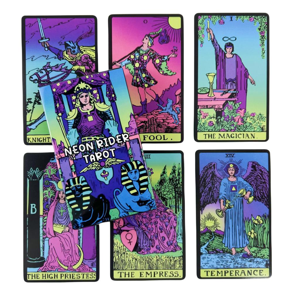 Neon Rider Tarot Cards Game After Divination Deck English Versions Edition Oracle Board Playing Table Game for Party