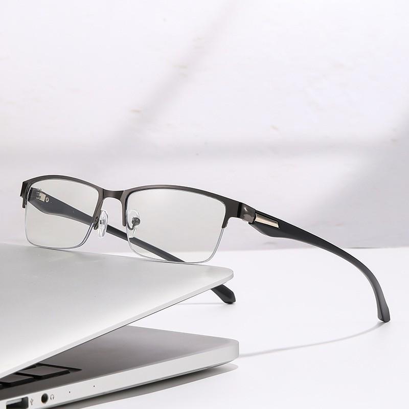 Fashion Photochromic Prescription Glasses Anti-blue Light Customized Glasses Men Half Frame Business Presbyopia Glasses