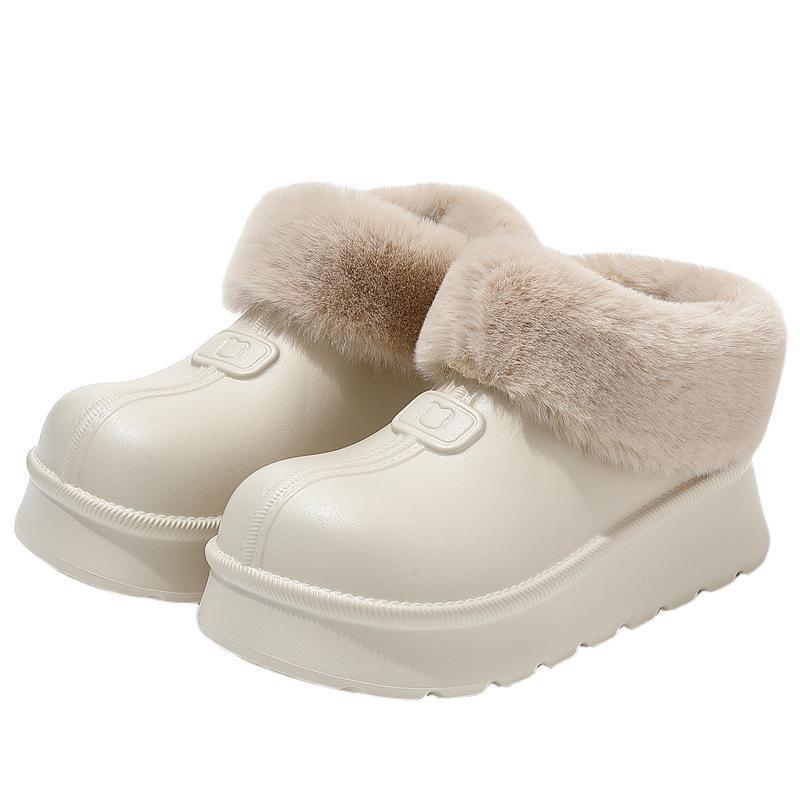 Bag and Snow Boots for Winter Wear, Home Windproof, Velvet, Warm, Waterproof and Non-slip Thick-soled Cotton Slippers