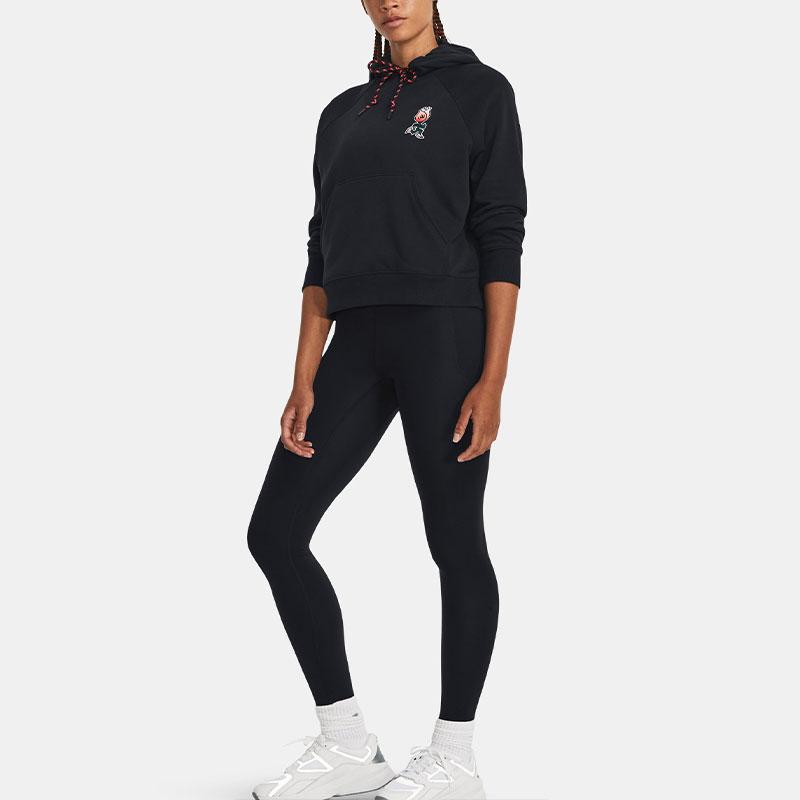 Under Armour Толстовка с капюшоном Heavyweight Terry Cartoon Letter Logo Print Women Tops Black 1379834-001