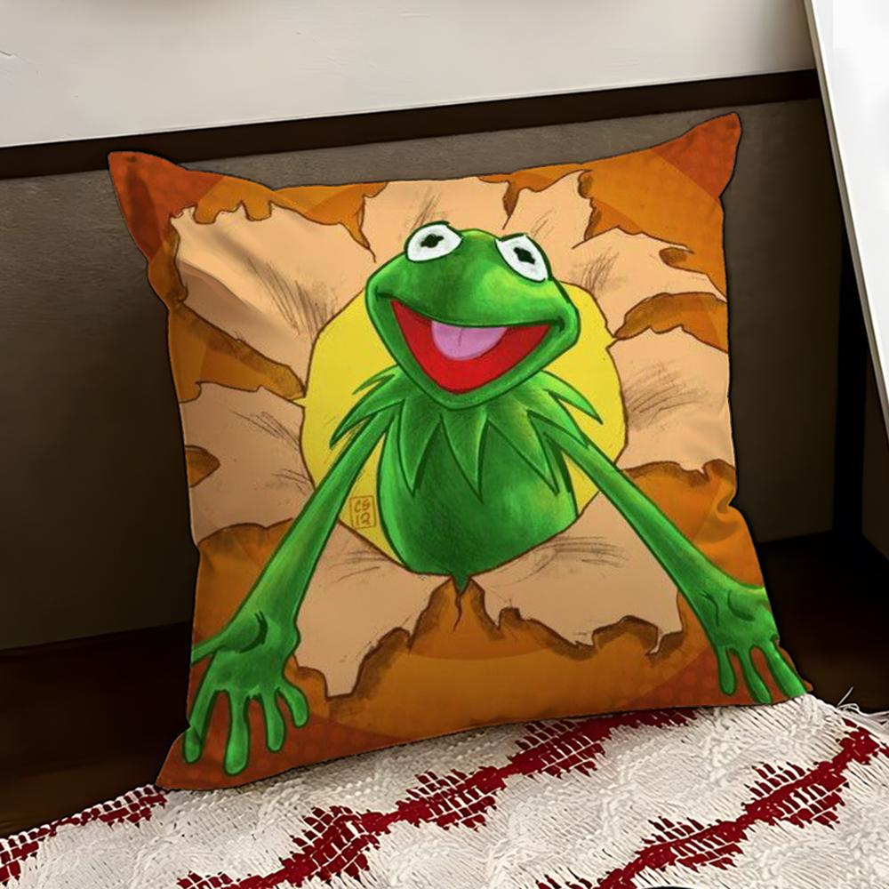 Funny KKermit the Frog Cushion Cover Reversible Soft Durable Pillow Cover Home Car MultiScene Use for Daily Comfort