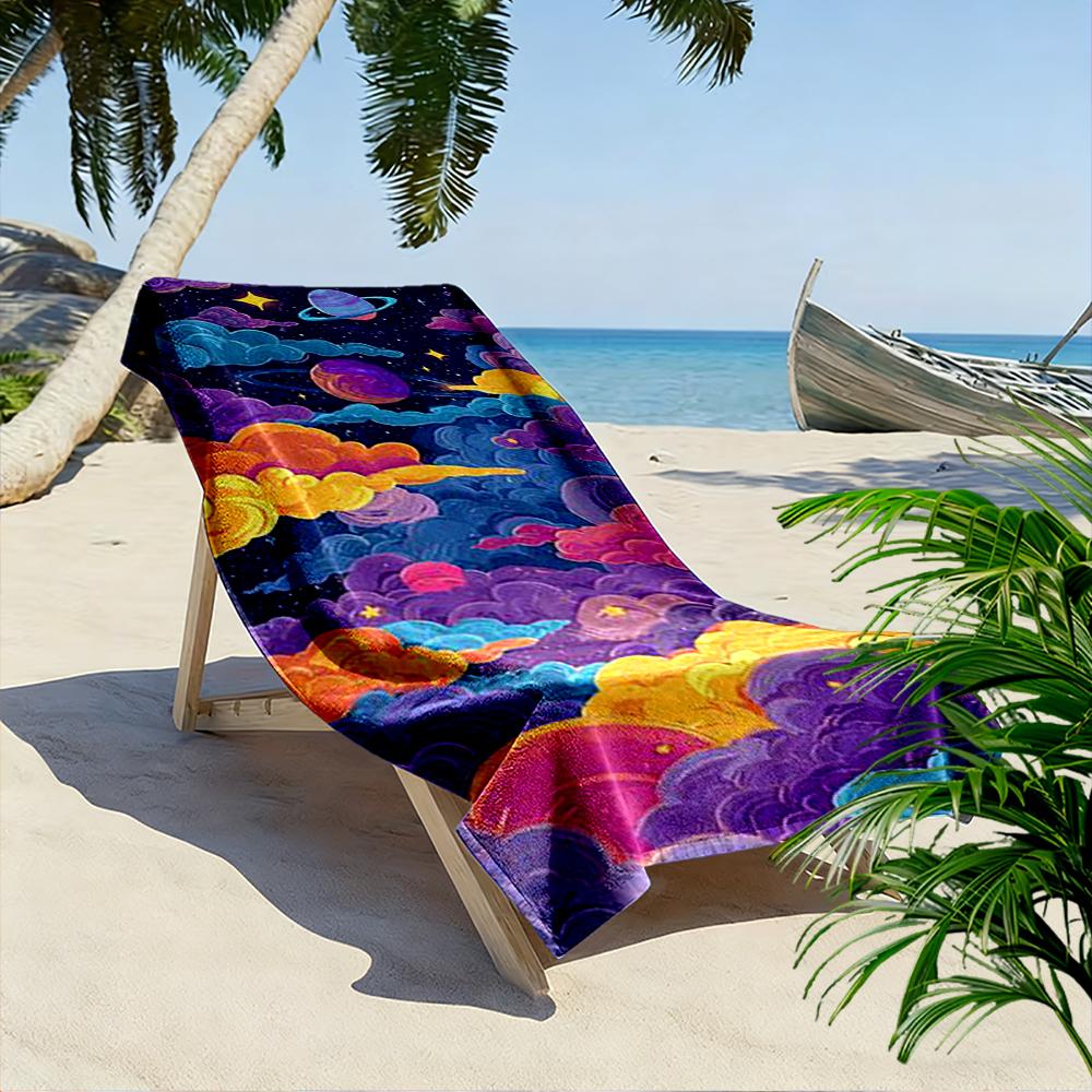 Colorful Galaxy and Clouds Design Beach towel quick-drying for travel outdoor sports jogging beach and swimming