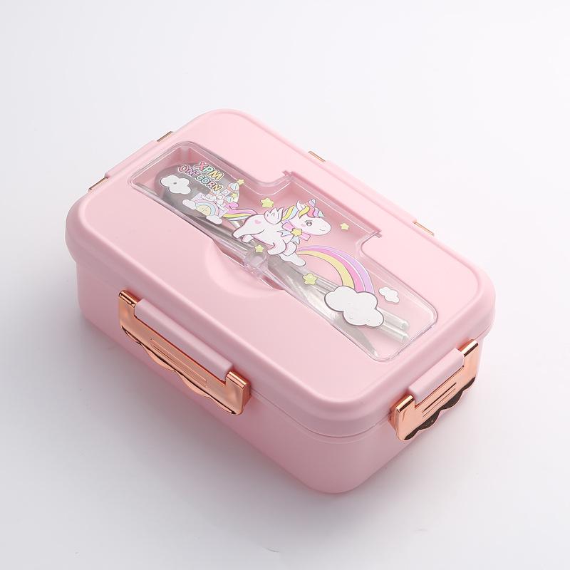 Милый мультяшный ланч-бокс для детей, девочек и взрослых, кавайный, герметичный, герметичный, с отсеком для бенто, контейнером для закусок с вилкой и ложкой