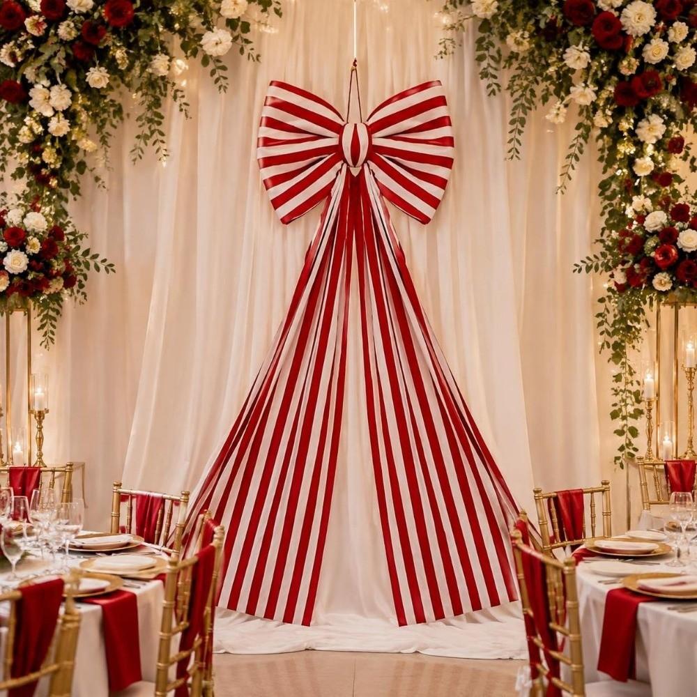 DIY Large Christmas Bow Stripe Christmas Wreaths Bow Xmas Vibe Decor Bow Holiday Arrangement