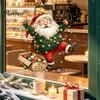 Waterproof PVC Window Film Christmas Cling, Santa Claus and Reindeer Decals, Static Festive Home Decor Glass Stickers for Holiday Shop Doors