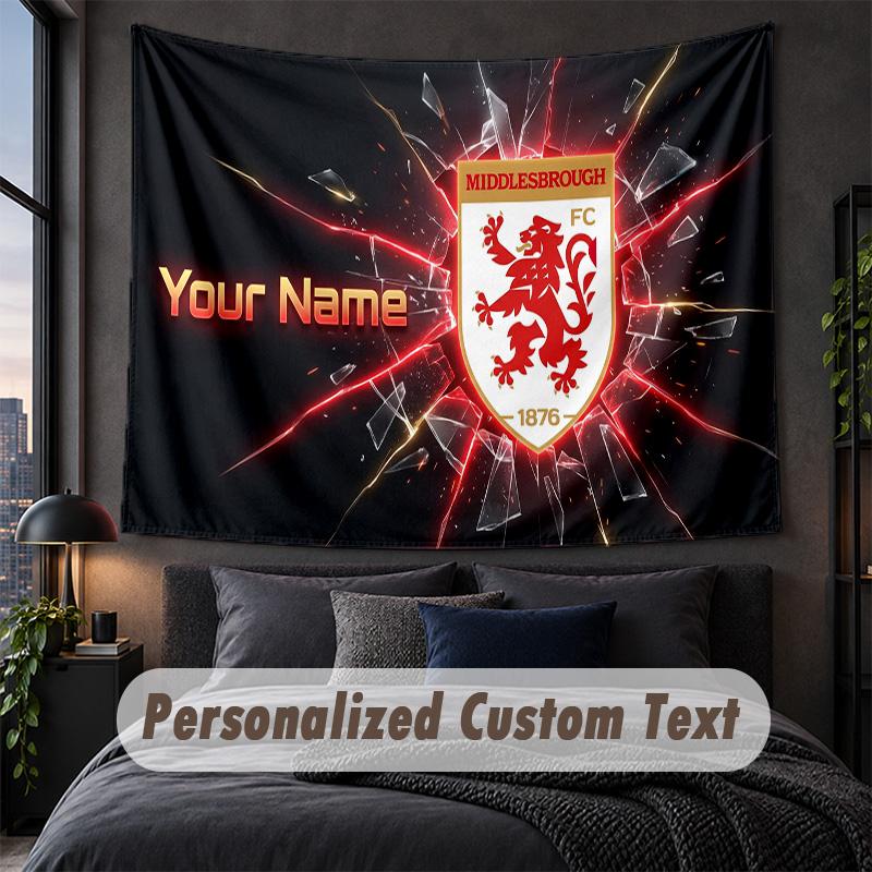 Custom Name Text Tapestry,Middlesbrough FC Decorative Wall Hanging, Background Tapestry For Home Bedroom