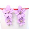1 Pair Colorful Flower Stud Earrings Matte Bright Color Elegant Nonallergic Sweet Flower