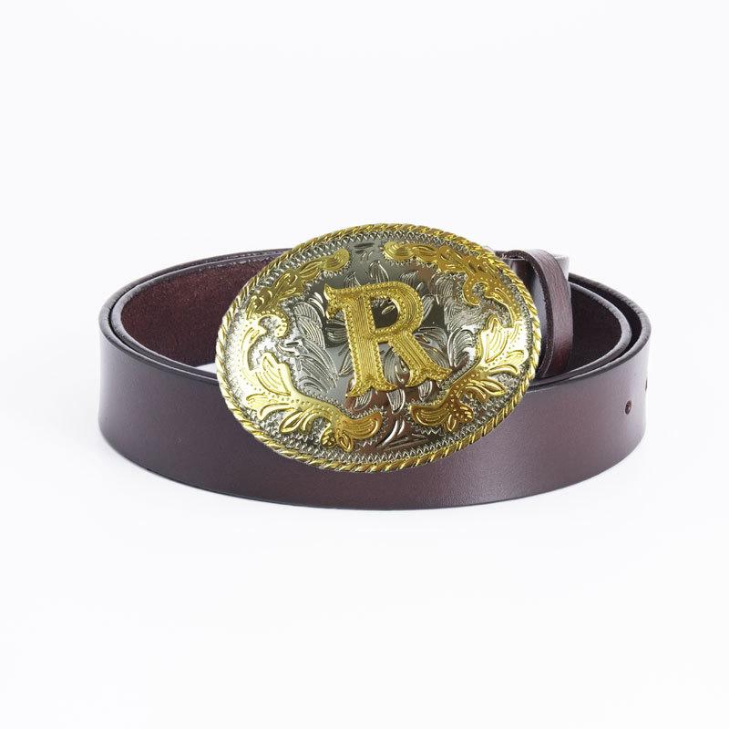 Мужской ремень из цельной коровьей кожи, повседневный, с белой пряжкой цвета золота K, с гладкой пряжкой, с пряжкой-бортом