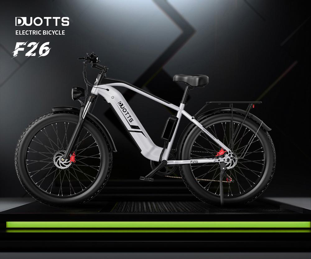 DUOTTS F26 Electric Bike 750W*2 Dual Motors LG 17.5Ah Battery 26*4.0 Fat Tire 55km/h Max Speed 55 Degree Climbing-Silve