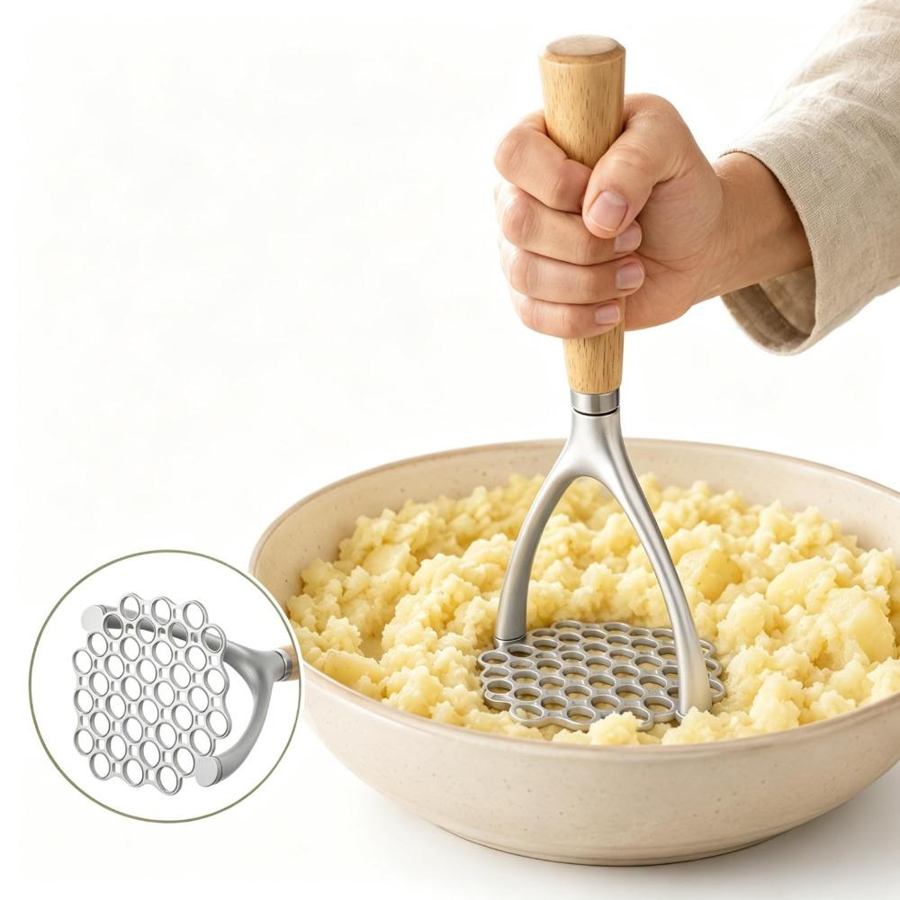 Non-Stick Coating Potato Ricer Wooden Handle Food Smasher Baby Food Preparation