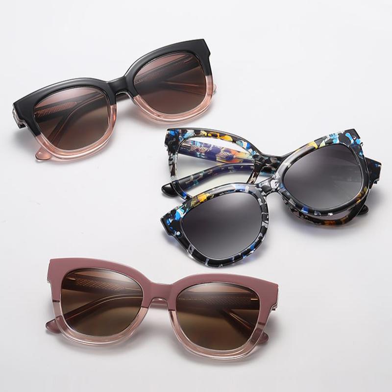 Women TR90 2 In 1 Polarized Sunglasses Magnetic Clip-On Myopia Optical Spectacle Frame Customizable Prescription Glasses