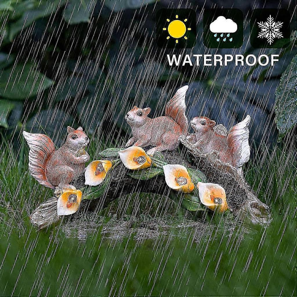 Garden Resin Squirrel Statue with LED Lights Waterproof Outdoor,[Energy Class A+]