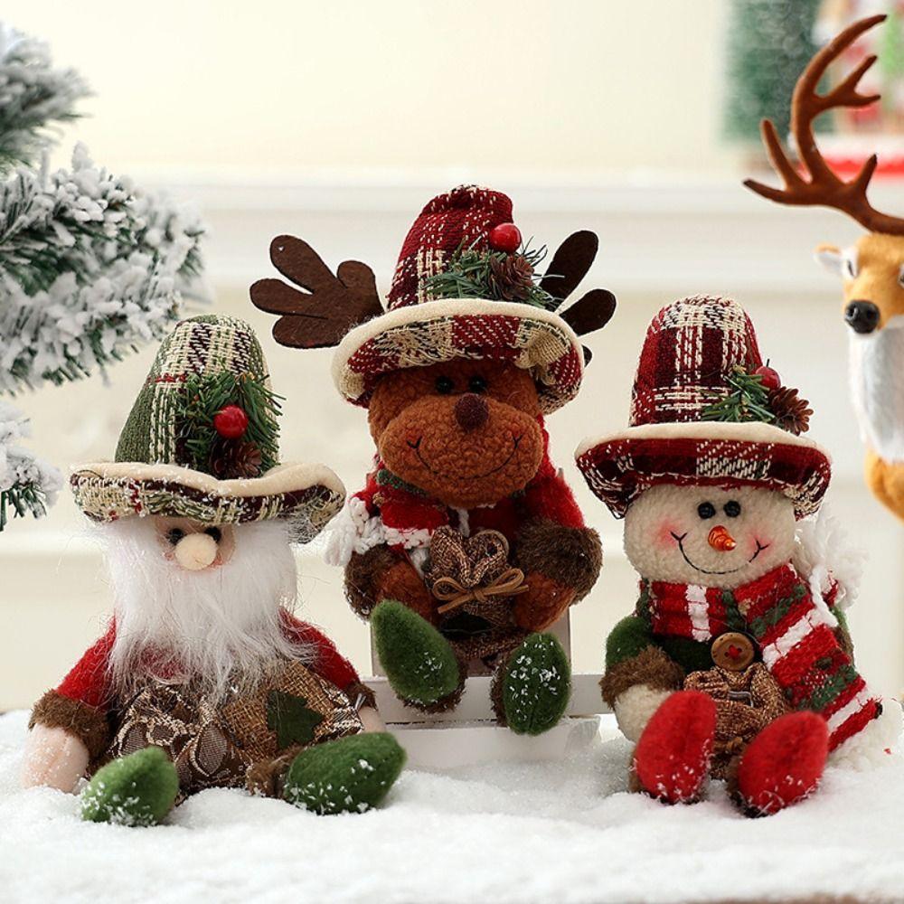 Sitting Christmas Plush Doll Hanging Decor Cartoon Merry Christmas Decoration  Home Xmas Decor