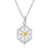 925 Sterling Silver Snowflake Pendant Necklace for Women, Natural Amethyst/Peridot/Topaz Crystal Necklace, Fashion Jewelry