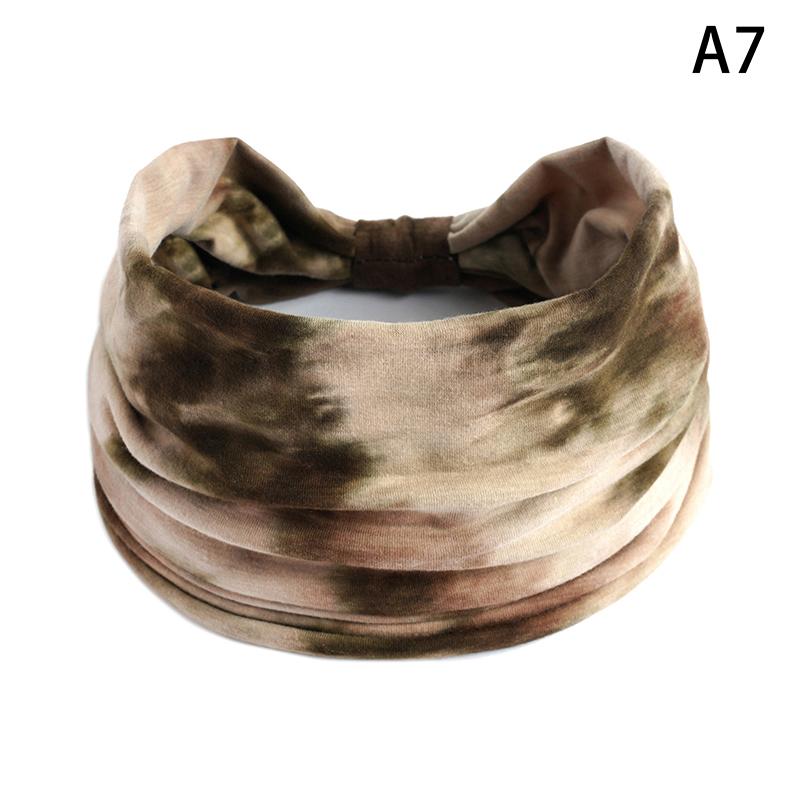 Tie-Dye Boho Knot Turbans Yoga Elastic Head Wrap Women Headband Wide Hairbands Headwear Bandanas Hair Band Accessories