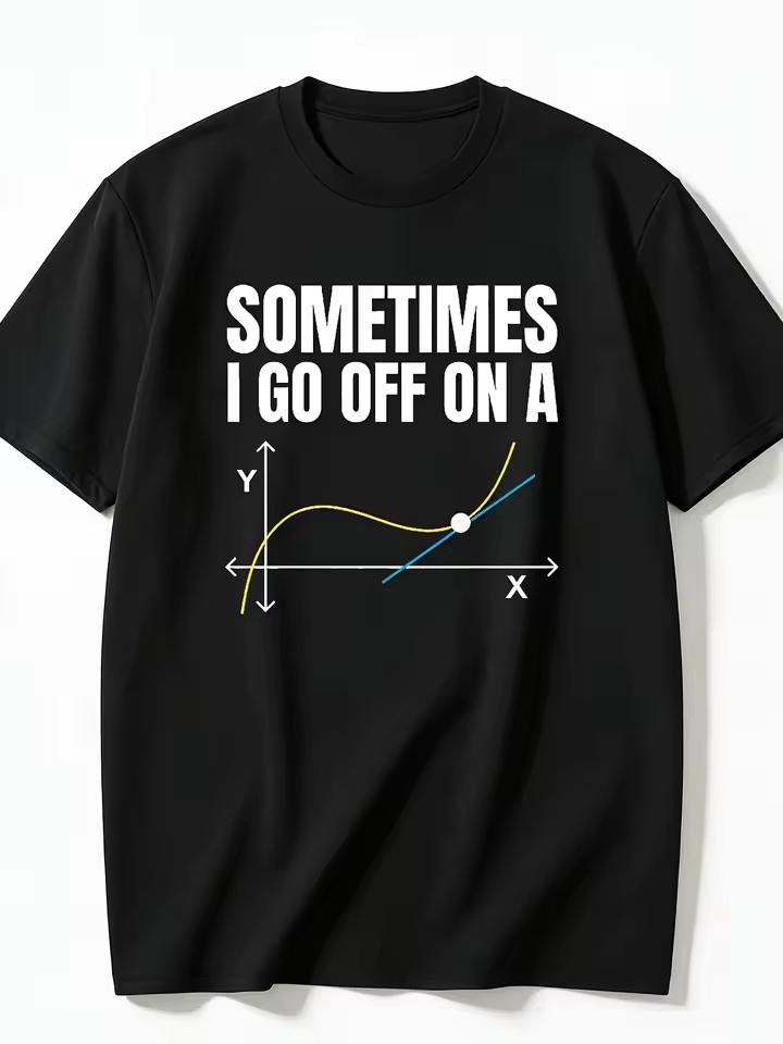 Funny Tangent Calculus Math Meme Graphic Tee XY Coordinate Graph Unisex Black Cotton Street T-shirt