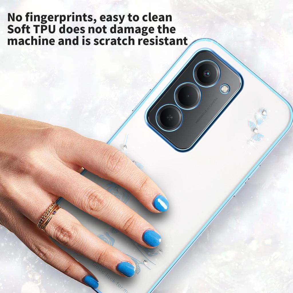 Для Xiaomi Redmi 15 5G (Глобальный) (169 мм) Чехол Цветок Декор Стразами TPU Чехол для Телефона