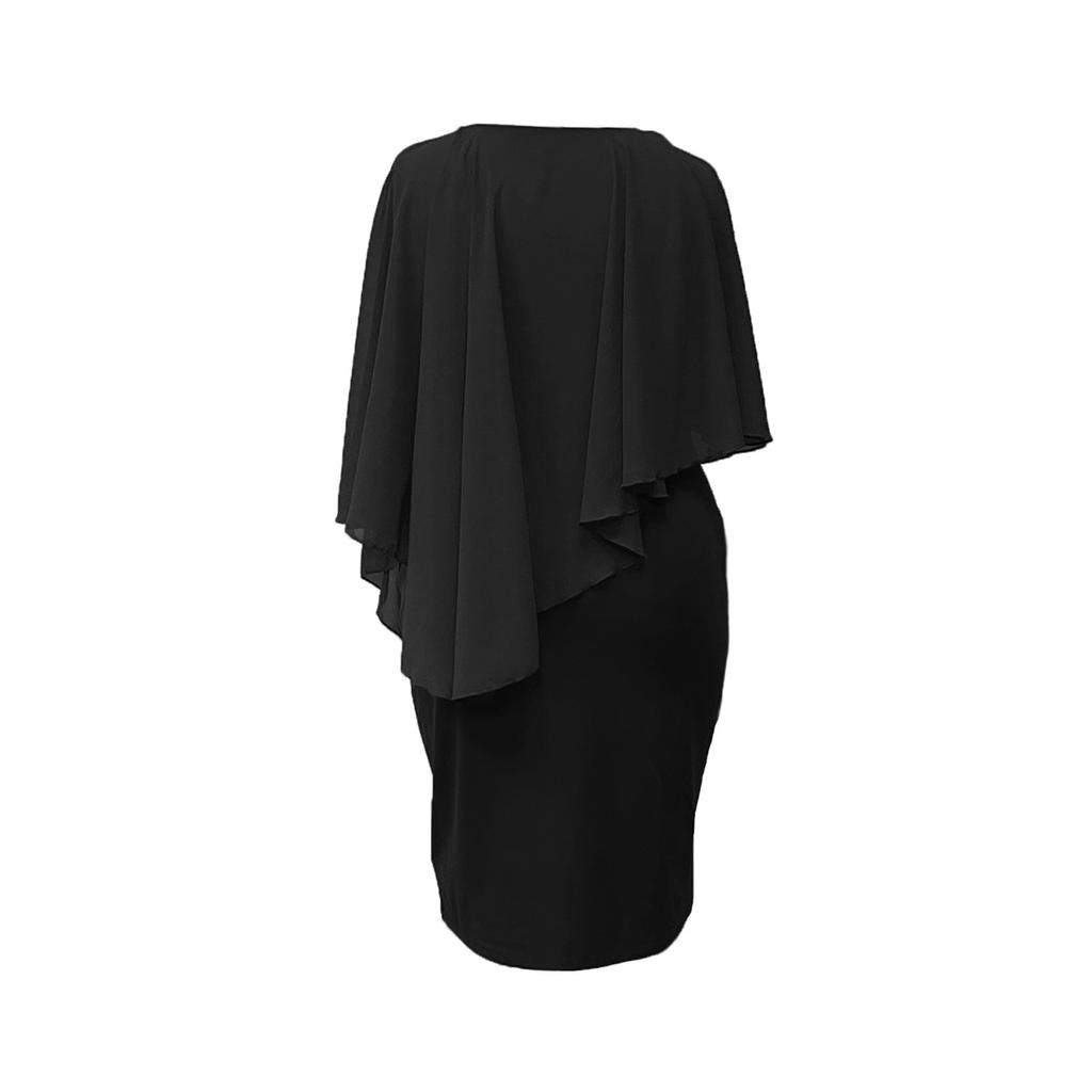 Женское однотонное платье-шаль из шифона с рукавами «летучая мышь» и круглым вырезом, облегающее, большого размера, миди