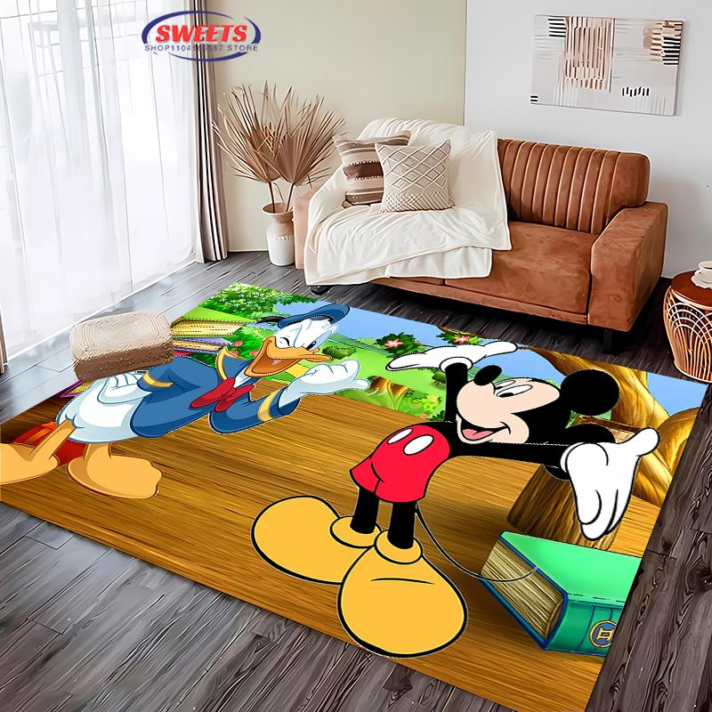 Potdemiel M-Mickey Mouse Themed Carpet, Living Room Bedroom Children's Room Large Area Decorative Mat, Non-slip Washable Rugs
