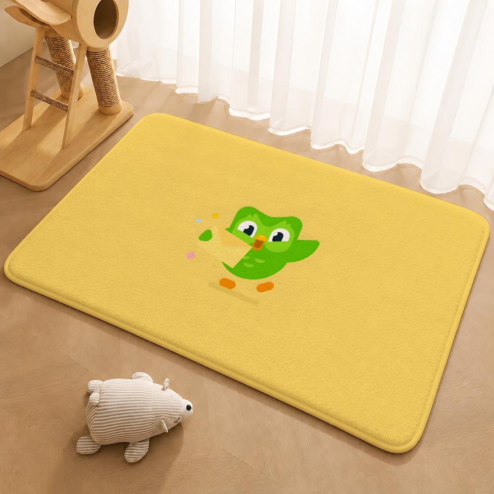 Duolingo Owl Duo 2 Floor Mat Floor Mat Soft Flannel Non-Slip Door Rug for Living Room
