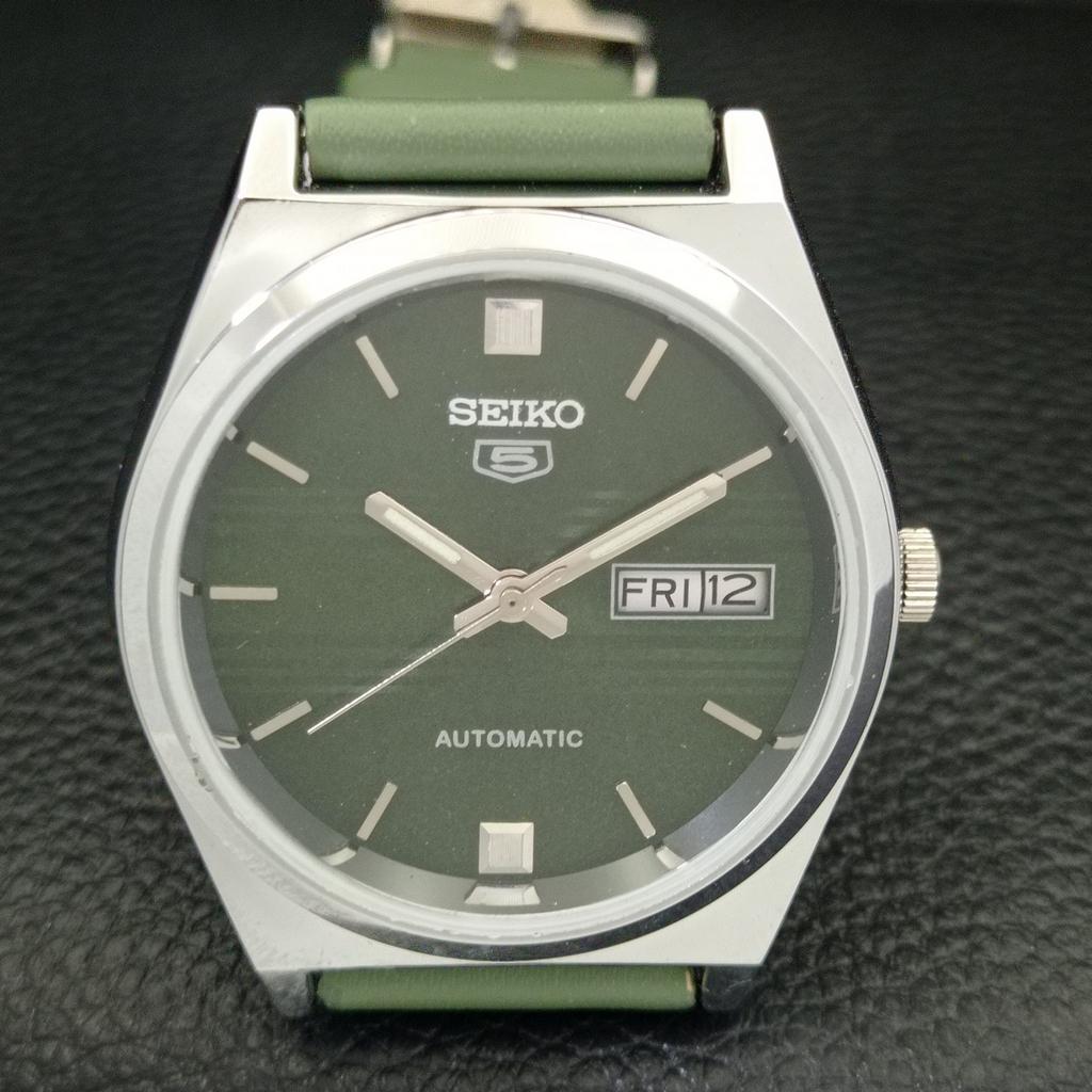 ВОССТАНОВЛЕННЫЕ ВИНТАЖНЫЕ МУЖСКИЕ ЧАСЫ SEIKO 5 AUTOMATIC JAPAN С ЗЕЛЕНЫМ ЦИФЕРБЛАТОМ a434689-2 R121-a434689