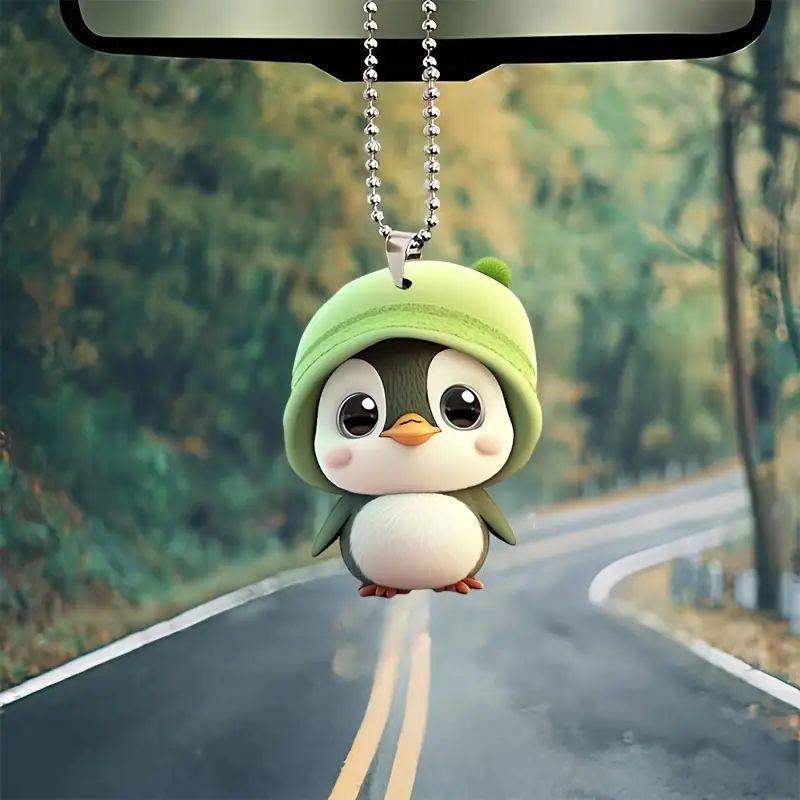 Cute New Green Little Penguin Acrylic Pendant Cross-border Flat Car Decoration Pendant Keychain Pendant