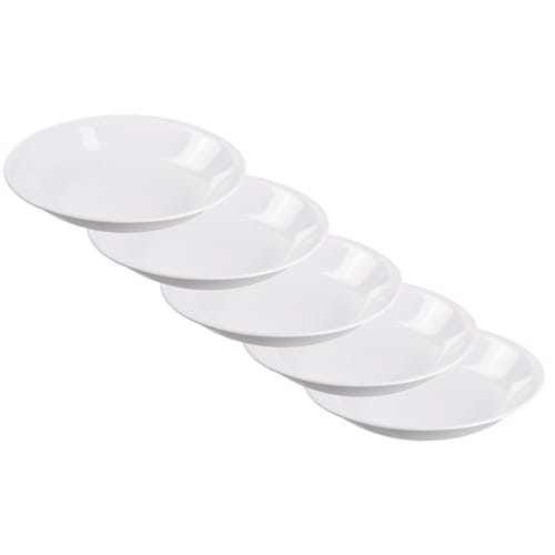 Corelle Plates, 17cm Diameter X 3cm Height, Shatter-Resistant, Lightweight, Winter Frost White, Deep Small Plates J413-N, Set of 5, CP-9635