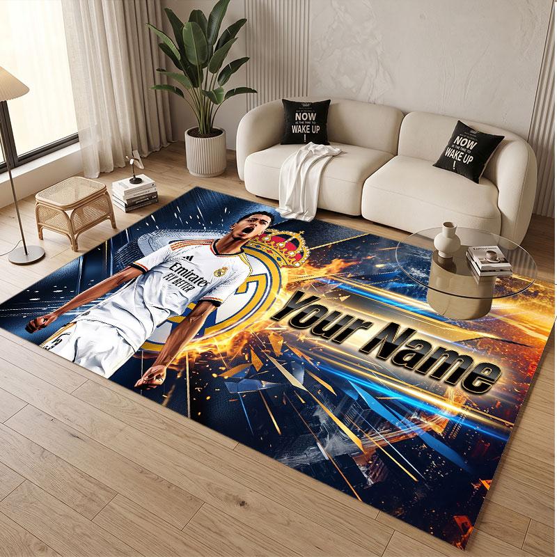 Custom Rug Jude Bellingham Pattern Print Name Text Soft Non‑Slip Floor Carpet for Home Indoor Decoration