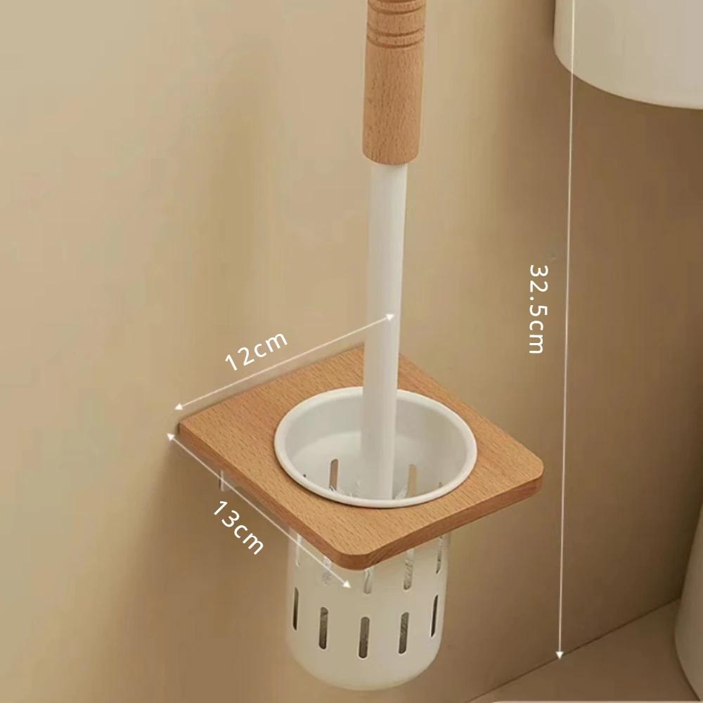 Walnut Metal Toilet Brush Holder Wall Mounted no dead Toilet Brush Storage Rack Bathroom Shelf Toilets Set of Accessories