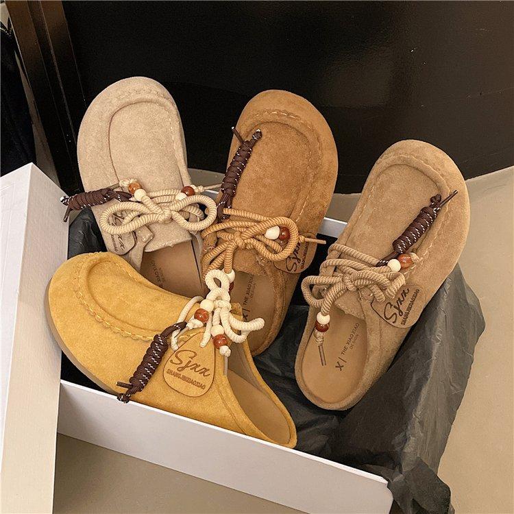 Thick-soled Inner Height-increasing Boken Shoes Bag Head Half Slippers Women's Summer Wear 2025 New Ugly and Cute One-pedal Boken Single Shoes