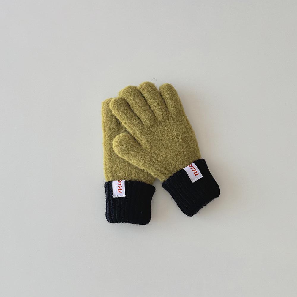 Мягкие детские перчатки с цветными блоками в корейском стиле, митенки с сенсорным экраном, модные унисекс перчатки без пальцев для зимы, теплые эластичные перчатки